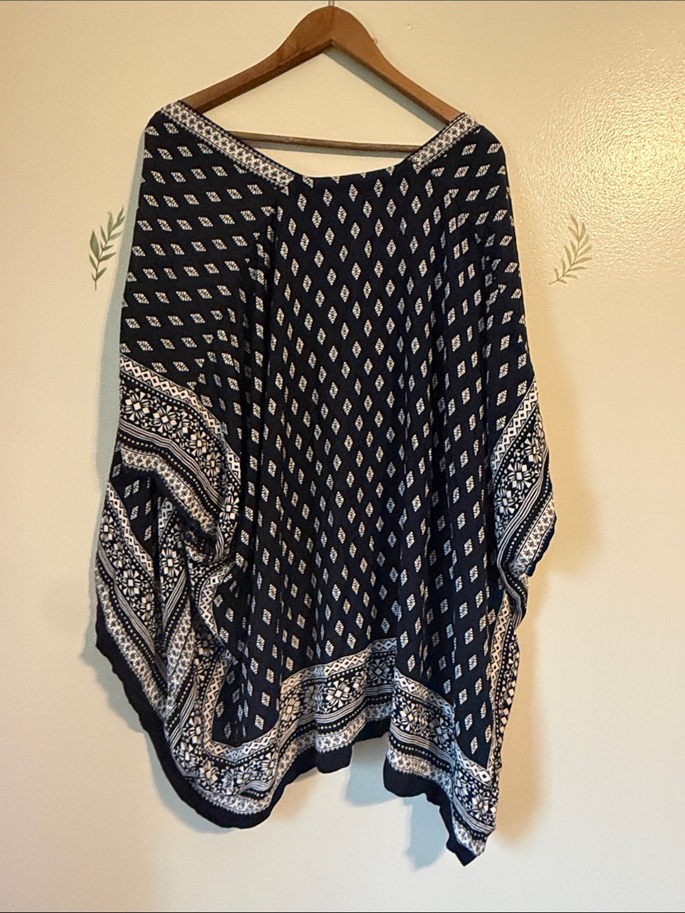 Loft Outlet One Size Navy Blue Patterned Kimono Cardigan - Picture 3 of 3